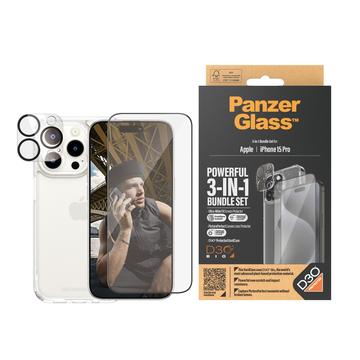 iPhone 15 Pro PanzerGlass 3-in-1 Beschermingsset - Doorzichtig