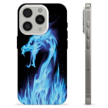 iPhone 15 Pro TPU-hoesje - Blauwe Vuurdraak