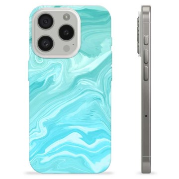 iPhone 15 Pro TPU-hoesje - Blauw Marmer