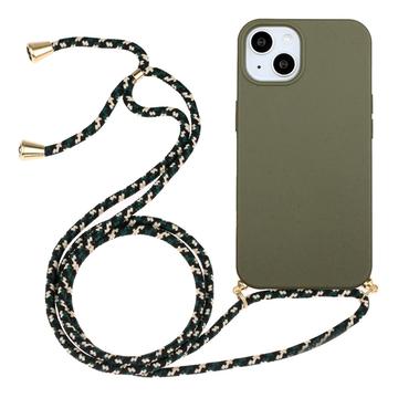 iPhone 15 TPU Case met Draagriem - Army Groen