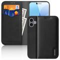 iPhone 16 Dux Ducis Hivo Wallet Leren Hoesje - Zwart