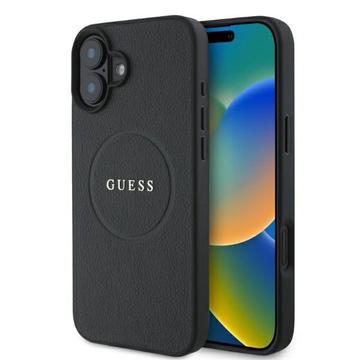 iPhone 16 Guess Grained Classic Logo Hybride Hoesje - MagSafe-compatibel