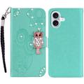 iPhone 16 Uil Strass Portemonnee Hoesje