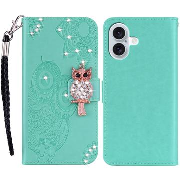 iPhone 16 Uil Strass Portemonnee Hoesje