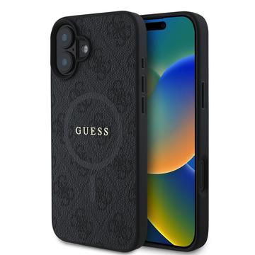 iPhone 16 Plus Guess 4G gekleurde ring case - MagSafe compatibel - Zwart