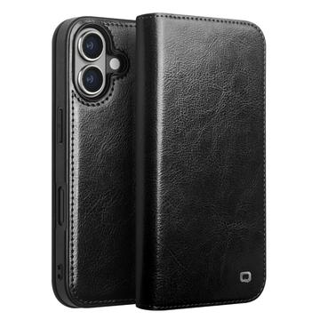 iPhone 16 Plus Qialino Classic Wallet Leren Hoesje - Zwart