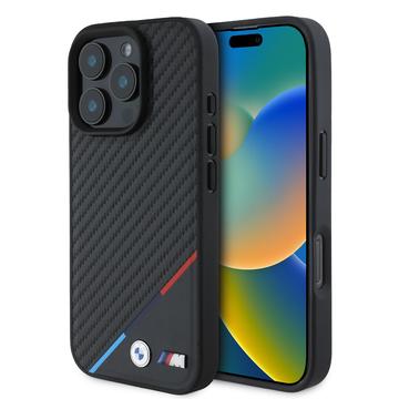 iPhone 16 Pro BMW M Carbon Tricolor Line hoesje - MagSafe compatibel - Zwart