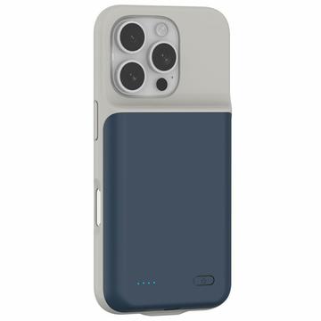 iPhone 16 Pro Backup Batterij Hoesje - 7000mAh - Donkerblauw / Grijs