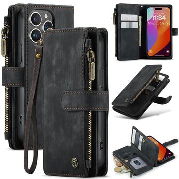 Caseme C30 Multifunctionele iPhone 16 Pro Portemonnee Hoesje - Zwart