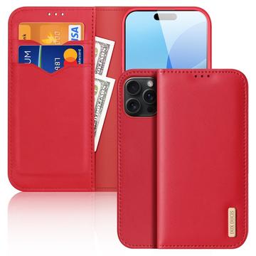 iPhone 16 Pro Dux Ducis Hivo Wallet Leren Hoesje - Rood