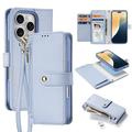 iPhone 16 Pro Dux Ducis Lawa Leren Portemonnee Hoesje met magneet - Baby Blauw