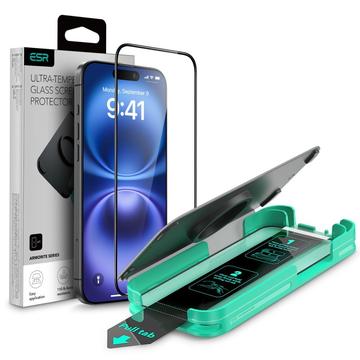 iPhone 16 Pro ESR Armorite Glazen Screenprotector - 9H, 0.3mm - 2 stuks. - Zwarte Rand