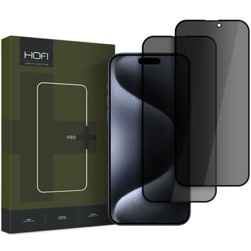 iPhone 16 Pro Hofi Anti Spy Pro+ Privacy Glazen Screenprotector - 2 Stu. - Zwarte Rand