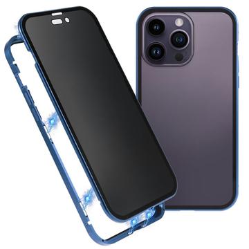 iPhone 16 Pro Magnetisch Hoesje met Gehard Glas - Privacy - Donkerblauw