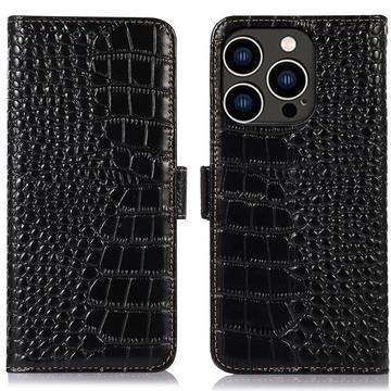 iPhone 16 Pro Max Crocodile Series Wallet Leren Hoesje met RFID