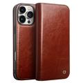 iPhone 16 Pro Max Qialino Classic Wallet Leren Hoesje - Donkerbruin