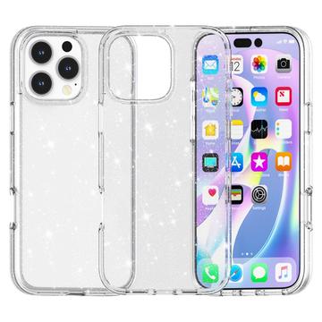 iPhone 16 Pro Max Stylish Glitter Series Hybride Hoesje - Wit