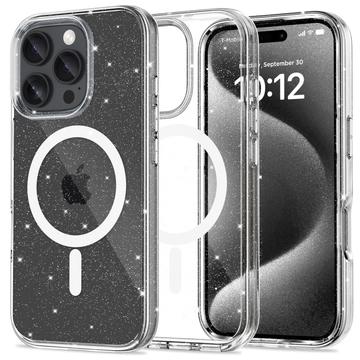 iPhone 16 Pro Max Tech-Protect Flexair Glitter Magnetisch Hybride Hoesje - Doorzichtig