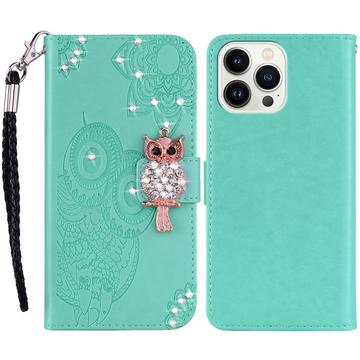 iPhone 16 Pro Uil Strass Portemonnee Hoesje