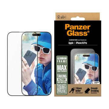 iPhone 16 Pro PanzerGlass Aluminium Frame Ultra-Wide Fit Screenprotector - 9H - Zwarte rand