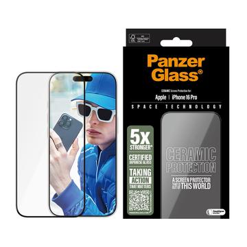 iPhone 16 Pro PanzerGlass Ceramic Protection Ultra-Wide Fit EasyAligner Screenprotector - 9H - Zwarte rand