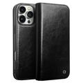 iPhone 16 Pro Qialino Classic Wallet Leren Hoesje - Zwart