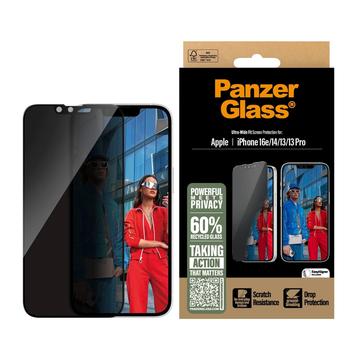 iPhone 16e/14/13/13 Pro PanzerGlass Ultra-Wide Fit Privacy EasyAligner Screenprotector - Zwarte Rand