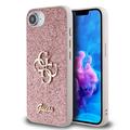 iPhone 16e Guess Fixed Glitter 4G Metal Logo Cover - Roze