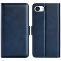 iPhone 16e Portemonnee Hoesje met Magnetische Sluiting - Kalf Textuur - Blauw