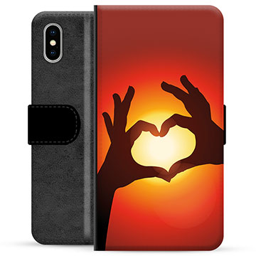 iPhone X / iPhone XS Premium Portemonnee Hoesje - Hart Silhouet