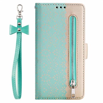 Lace Pattern Samsung Galaxy S20 Portemonne Case Met Standaard - Groen