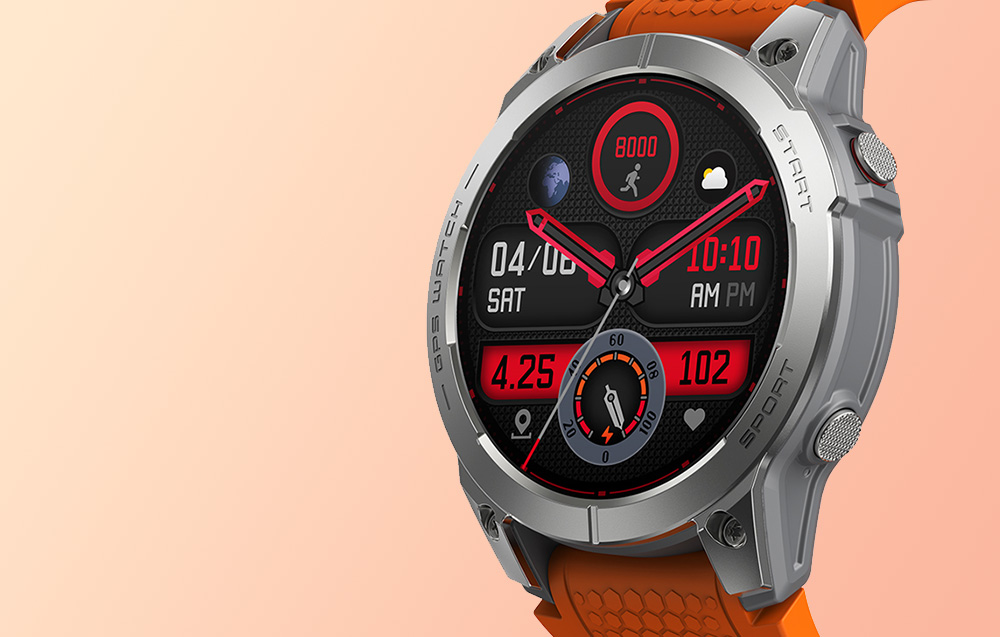 Zeblaze Stratos 3 Smartwatch met GPS, Ultra HD AMOLED-scherm - Oranje