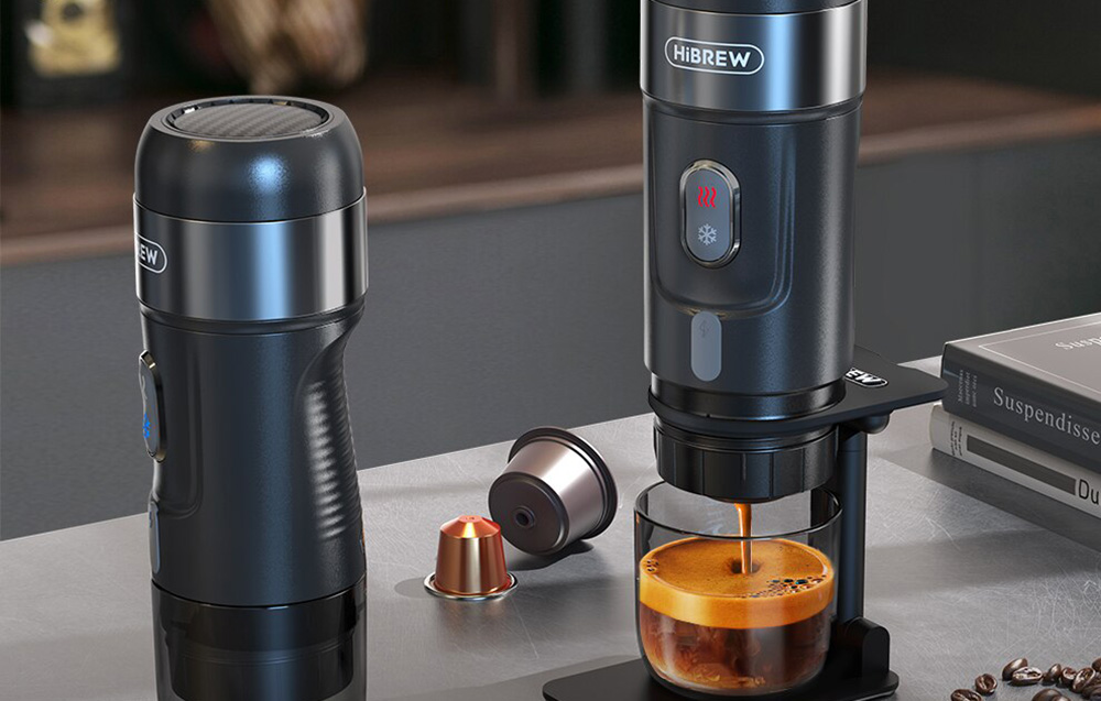 HiBREW H4A Draagbaar 3-in-1 koffiezetapparaat met koffer 80W